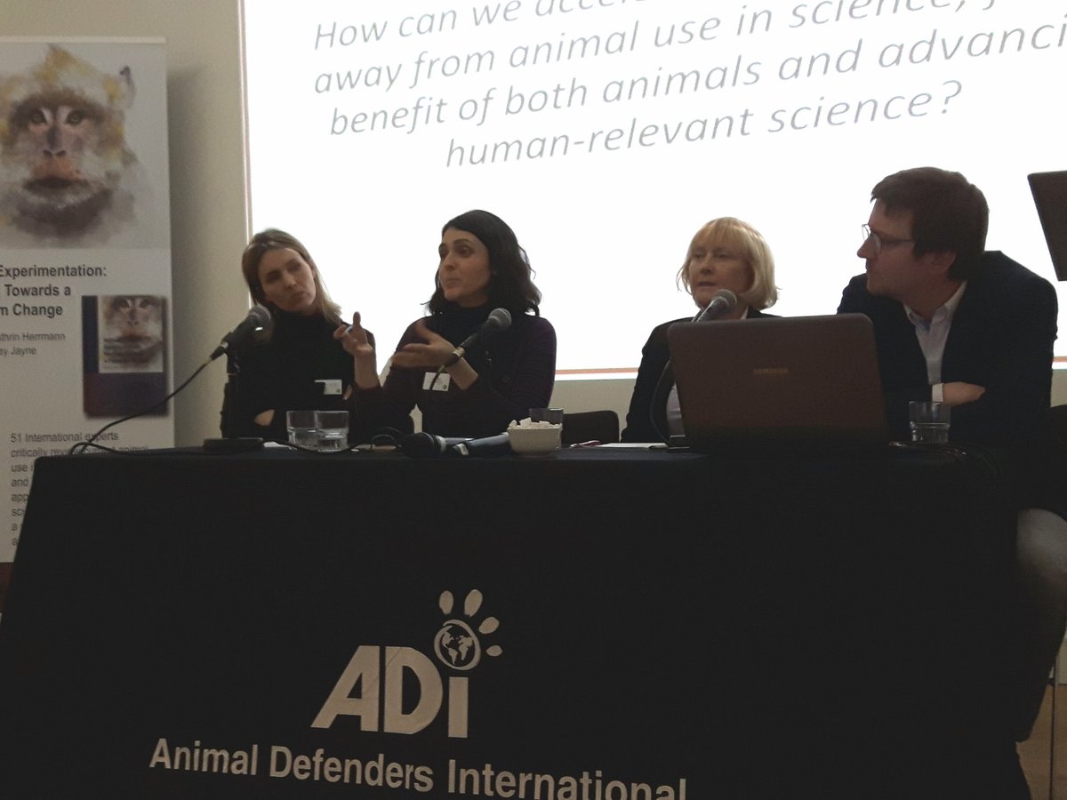 Luisa Bastos from @Act4AnimalsEU, Mara-Daria Cojocaru from Munich School of Philosophy, @HermesSanctorum
& ADI's Jan Creamer discuss how to  accelerate phase out of animal use at UK #BookLaunch 

#ParadigmChange
#HumanRelevantScience 
#AdvancedScience