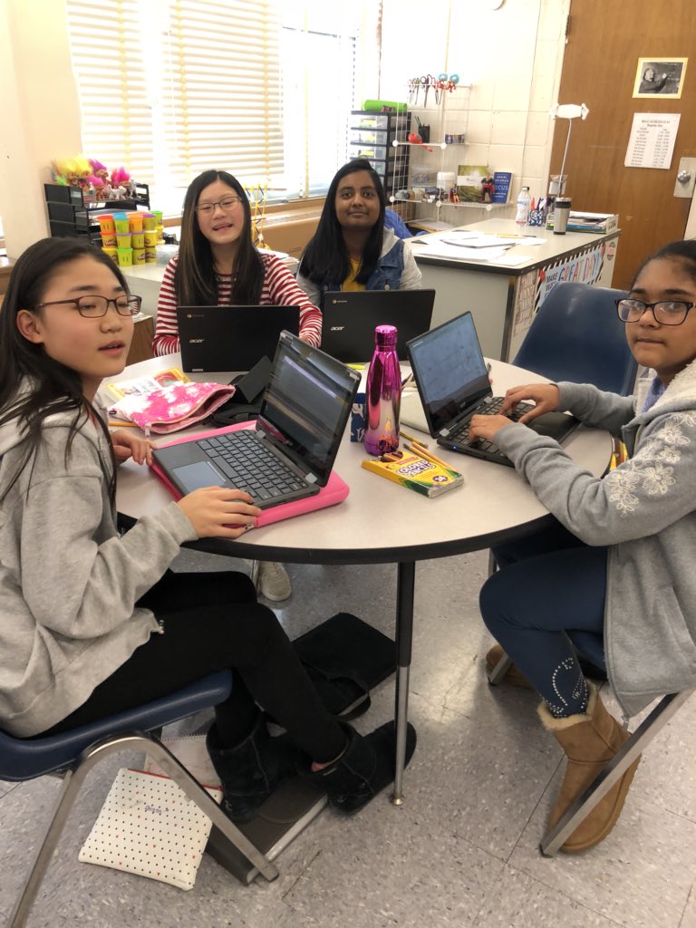 Fluid thinking fun in PC on white table while working on Romeo and Juliet newspaper poetry <a href="/POBMS/">POBMS</a> .