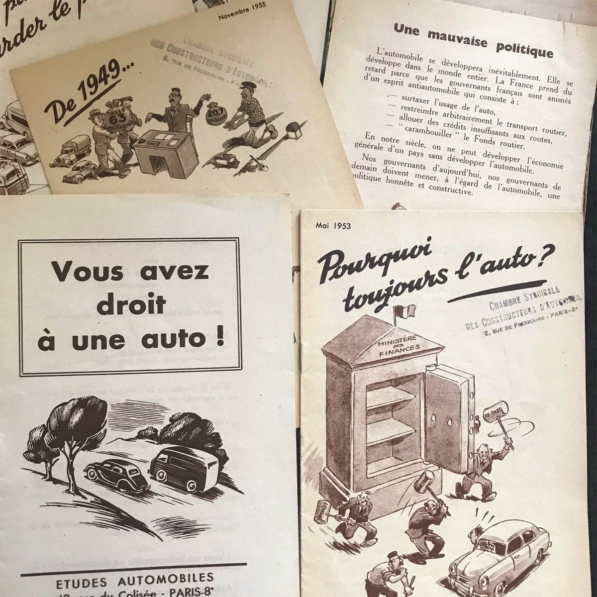 froudier's tweet photo. Plongée de fin de semaine dans les « Etudes Automobiles » des années 30 à 50, éditées par Michelin. Un Etat qui taxe trop, des routes mal entretenues, bref comme maintenant...#automobile #CCFA_Auto #michelin 🧐 https://t.co/7HceBHazjI