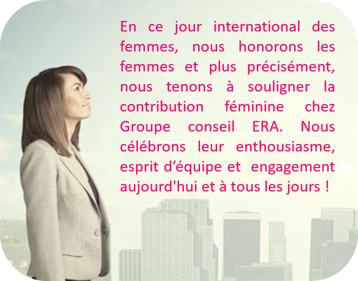 GroupeEra's tweet photo. Nous vous souhaitons une bonne Journée internationale des femmes ! 
#femmes #engagement #relationsdaffaires #équipe #reconnaissance   
#individualité #leadership #InternationalWomensDay https://t.co/vy18uJ4FP0 https://t.co/PZXmzvjGSb