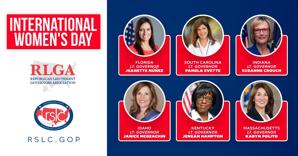 Happy #InternationalWomensDay to the six outstanding Republican female lieutenant governors! These women have broken barriers in their state and continue to inspire the next generation of conservative female leaders. #WomensHistoryMonth