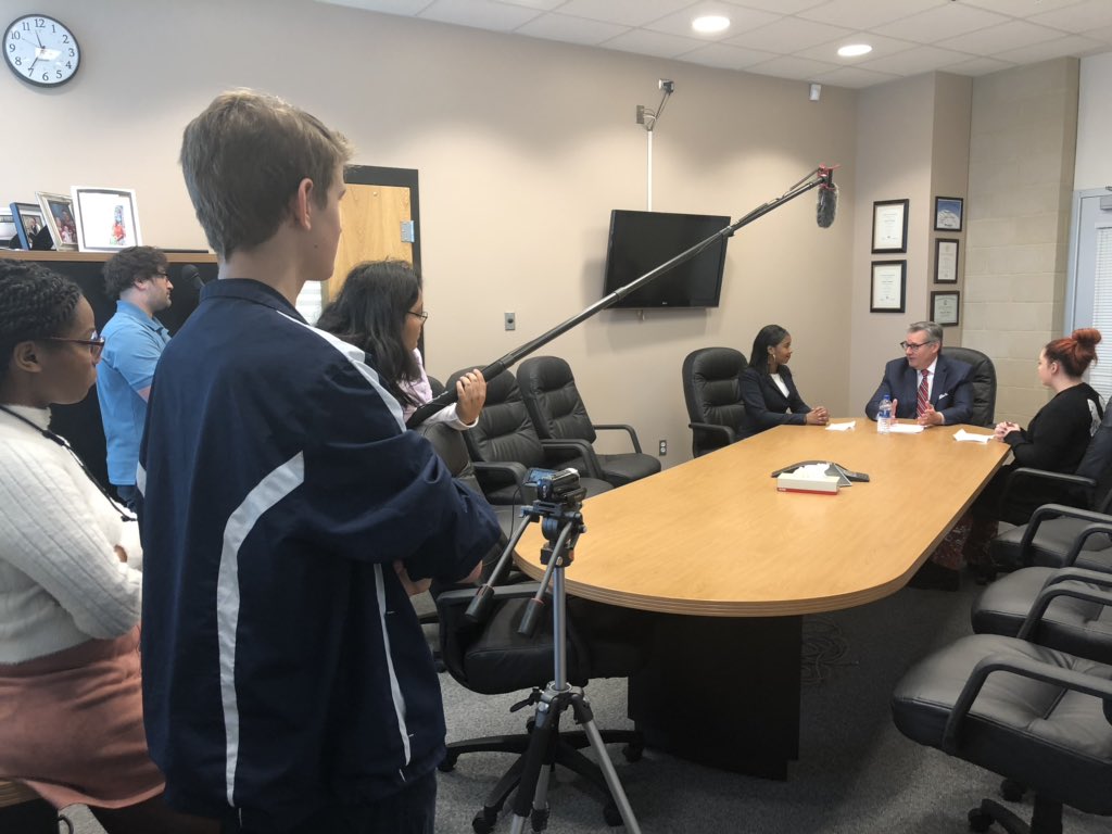 SuperPWCS's tweet photo. Great to interview today with @WPHS_TV very professional team! @PioneersPHS https://t.co/tgLlCYptSL