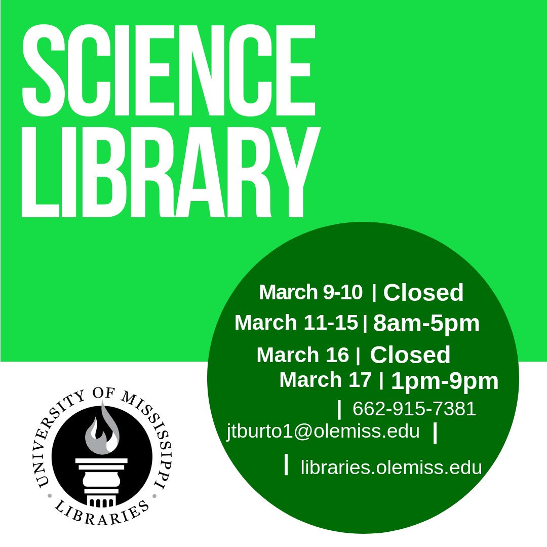 UMLibraries's tweet image. #springbreak2019 hours for the #UMLibraries.