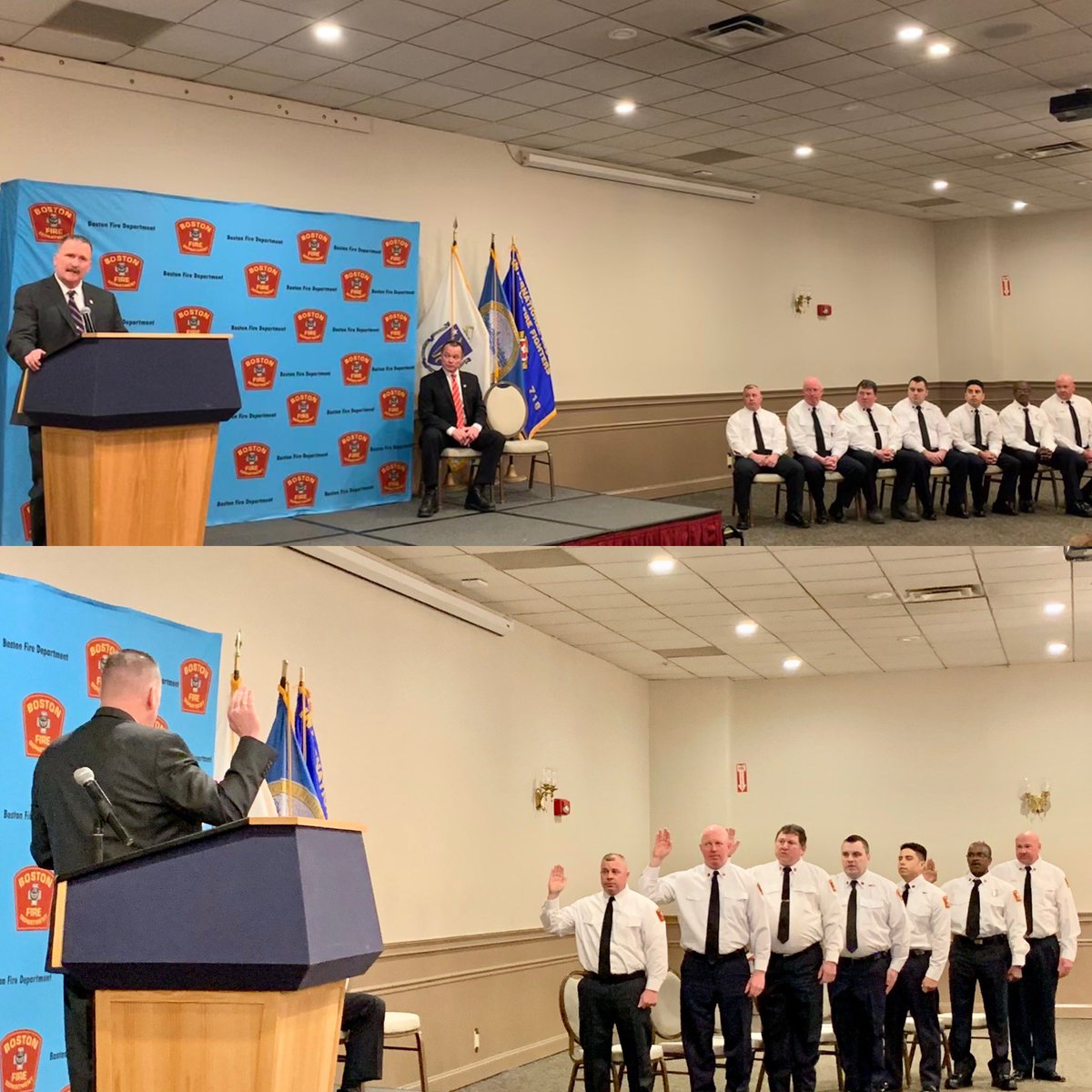 Today promotions were held at <a href="/florianhalls/">Florian Hall</a> . A great day for the Department. Congratulations to District Chief Michael Mullen Capt. Sean Kelly, Lieutenants,Larry Rich ,Patrick Loftus,Joel Cruz,Kevin Shepherd,Michael Gavin <a href="/marty_walsh/">Mayor Marty Walsh</a> <a href="/BostonFire/">Boston Fire Dept.</a> <a href="/LOCAL_718/">Boston Firefighters Local 718 IAFF</a>