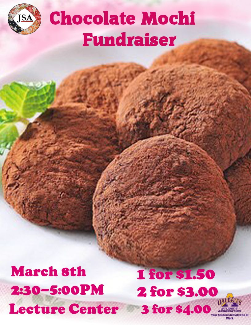 UAlbanyJSA's tweet photo. Reminder that we will be tabling today in the Lecture Center and accepting orders for Chocolate Mochi!
Date:3/08
Time:2:30-5:30PM
Location: Lecture Center (Table 2)

Please fill out the link below to reserve your order.
Pickup will be March 11th!

https://t.co/L1dzdbyvqh https://t.co/MYFh7MTbfD