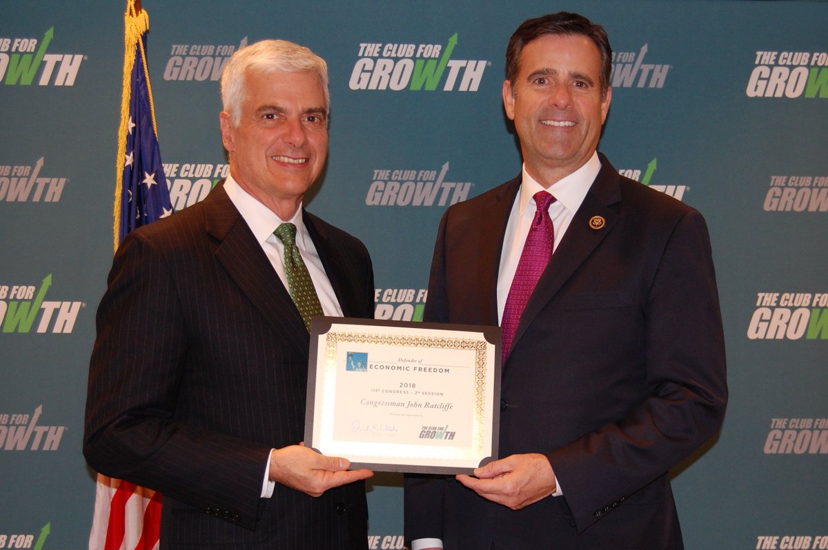 club4growth's tweet photo. .@clubforgrowth is proud to present @RepRatcliffe with the #DefenderOfEconomicFreedom Award! He is a pro-growth champion and his voting record proves it. The people of #tx04 should be very proud! https://t.co/3THsWLeMWE