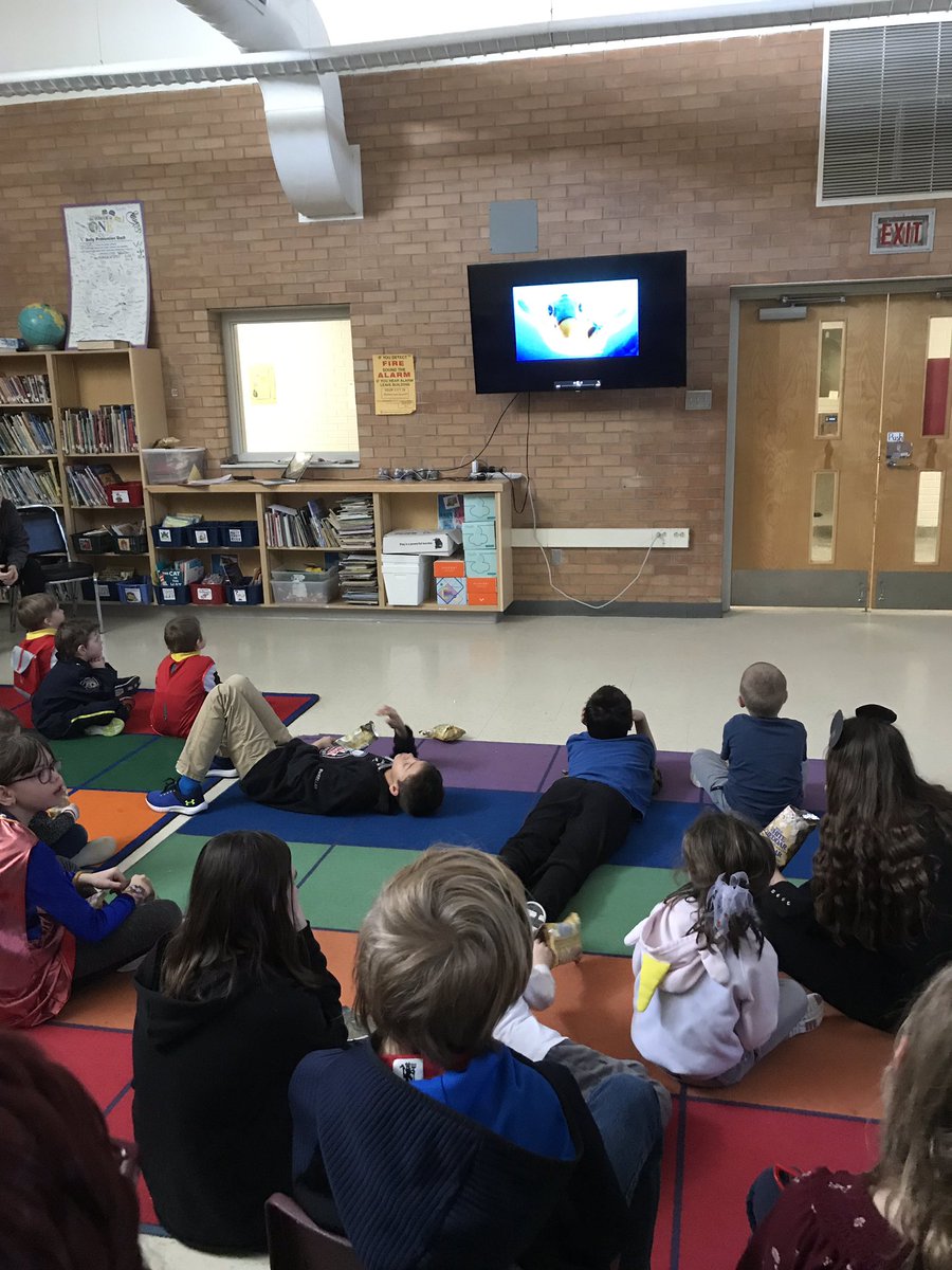carlawilsonann's tweet photo. We enjoyed our first Brooke Film Festival today. Our students from K-8 showed off their film making skills with iMovie to predict what their principal would be doing on the March Break. Fabulous creativity and great laughs were had by all. Well done #BBroncos https://t.co/dMW9lr7QR5