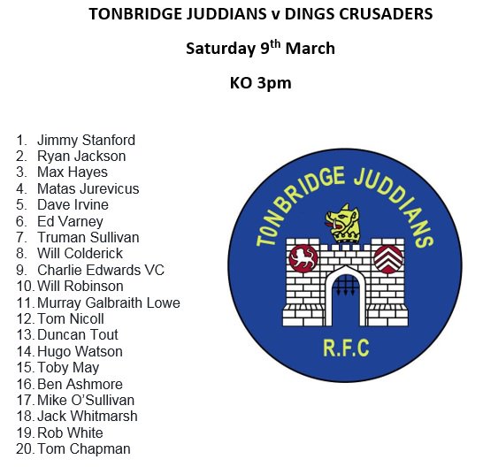 Here's the Team news ahead of tomorrow's N2S encounter with Dings Crusaders at The Slade at 3pm #COUTJs