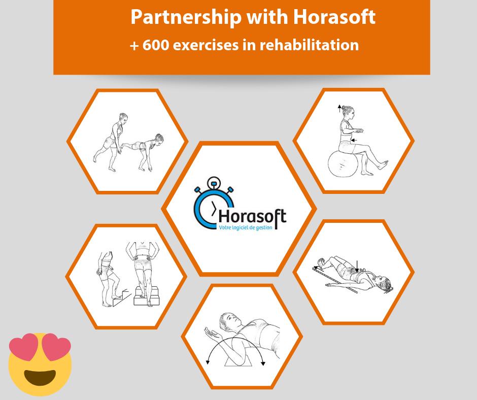 🎈 Partnership with Horasoft🎈

We are very proud to announce our partnership with Horasoft. We have integrated more than 600 rehabilitation exercises into the Physigraphe exercise bank directly into Hexfit!