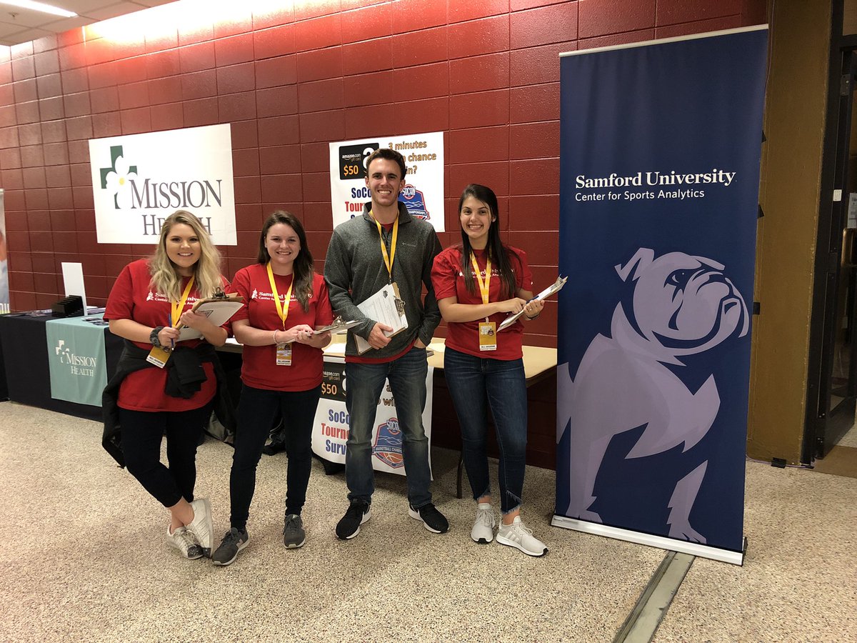 Sports_Biz_Prof's tweet photo. .@SamfordU students collecting data @SoConSports basketball tournament for @CliftonEason marketing research class project 

#SoConHoops @SoConScores https://t.co/JEUGtwdnUB