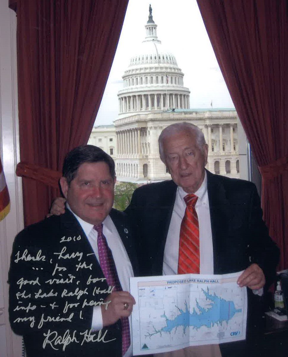UTRWD's tweet image. Former US Congressman Ralph Hall was a long-time friend of UTRWD &amp;amp; worked to foster our partnership with Ladonia for new water supply lake in Fannin County.  With that same embolden spirit, we'll work to ensure an adequate drinking water supply for this region.