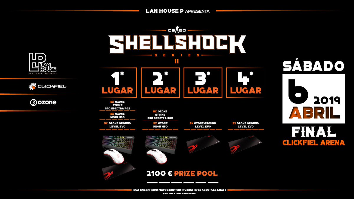 A <a href="/lhpenafiel/">lanhousep</a> está de volta à realização de torneios com a segunda edição da LHP Shellshock Series - com 2.100€ em prémios da <a href="/ozonegaming/">Ozone Gaming</a>, podes ver mais informações sobre o torneio em fraglider.pt/13809-lhp-shel…