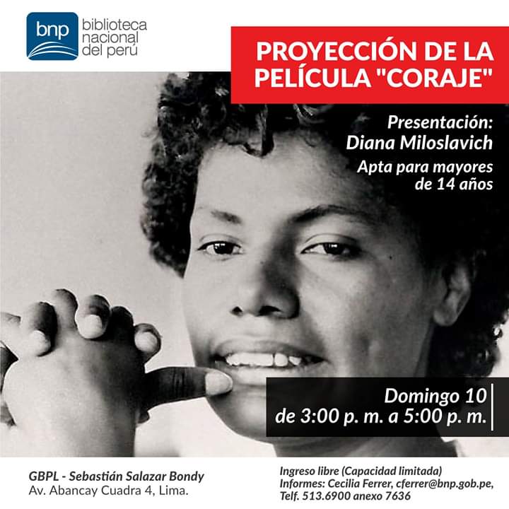 cineaparte's tweet photo. #8M #DíaDeLaMujer #EsteDomingo #CORAJE de #ChichoDurant con @JorgeChiarellaK @saldelsol @norkaramirezc @BrunoOdar
🎥 Película sobre la historia de #MaríaElenaMoyano Luego foro con Diana Miloslavich @CMPFloraTristan en @BibliotecaPeru Av.Abancay cd4 MásInfo https://t.co/73eayjDOZa https://t.co/lJ78Xb4DJC