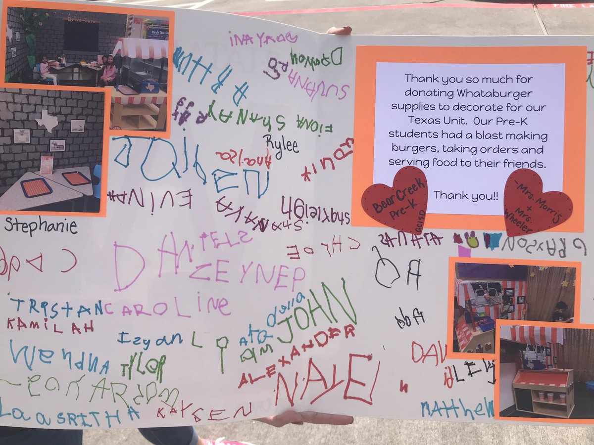 JMorrisTexas24's tweet photo. Today we delivered a small token our of appreciation to Whataburger.  Our students have had so much fun over the past two weeks with their Texas themed center! Thank you @Whataburger ! 
#whataburger 
#texas #fancyketchup #teambce #teachingmanners @BearCreekElem https://t.co/a7cWbd3i63