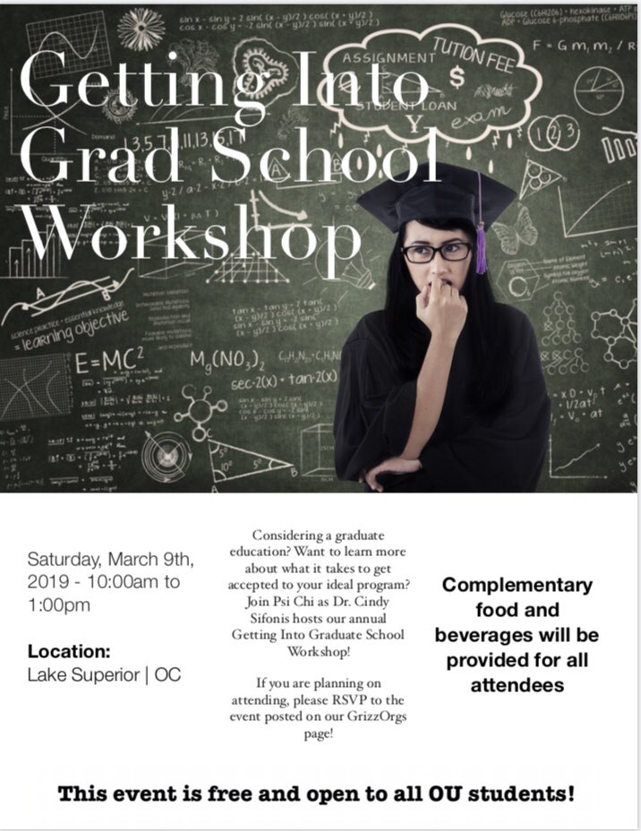 OaklandPsiChi's tweet photo. Tomorrow Saturday 3/9! Find out more about what you need to apply for Graduate School!! Open and free to all OU students! #PsiChi #OaklandU #OU #GettingIntoGradSchool https://t.co/pZWUnCddhP