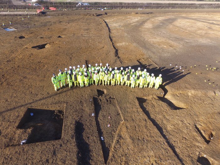 MOLArchaeology's tweet photo. Over a couple of years #MOLAHeadland have excavated 288 hectares of Cambridgeshire’s landscape for @A14C2H and we’re so excited that the #A14Archaeology programme has won the @CurrentArchaeo Rescue Project of the year 2019 award! https://t.co/5G1KsXnDh5