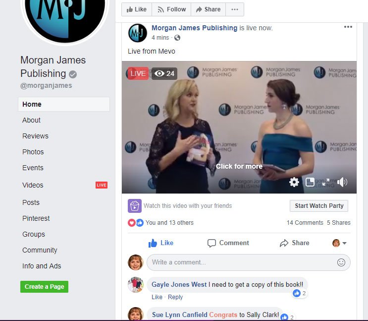 WarriorWayMama's tweet photo. Couple of screenshots from the Facebook Live Morgan James Red Carpet Book Launch event yesterday. https://t.co/zV0Qn6qM1P