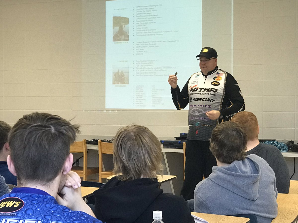 Student_PD's tweet photo. Learning so much about fishing from Mr. Sell in “Catch a Tale of a Lifetime: Fishing Tips &amp; Tricks” @MHSBluejays #StudentPD https://t.co/7YmGjgXbe0