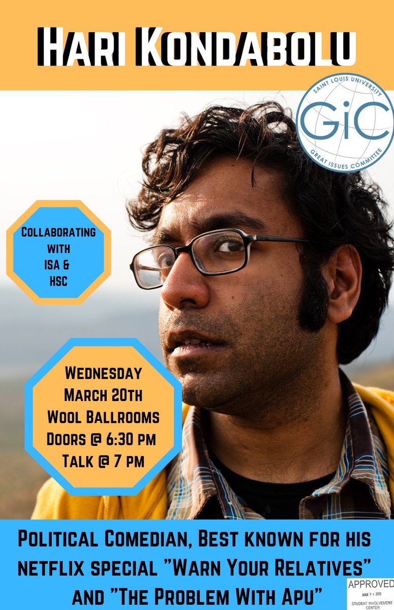 GIC is welcoming <a href="/harikondabolu/">Hari Kondabolu</a> to campus March 20th! Mark your calendars because we can’t wait to see you all there!