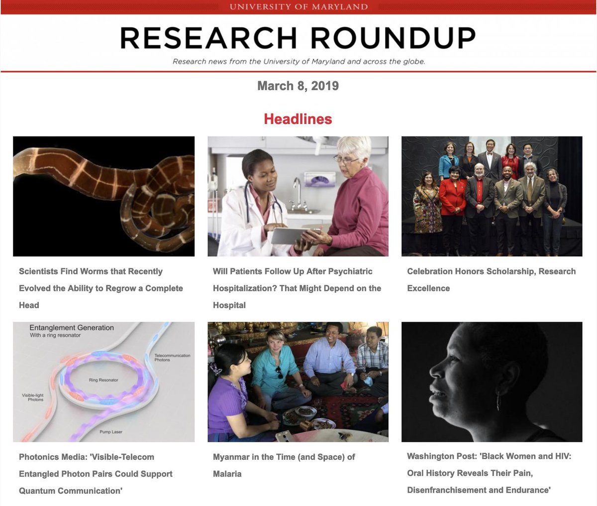 #UMD Research Roundup: Worm Regrowth, Psychiatric Hospitalization Follow Up, Quantum Communication, and More: go.umd.edu/UDa