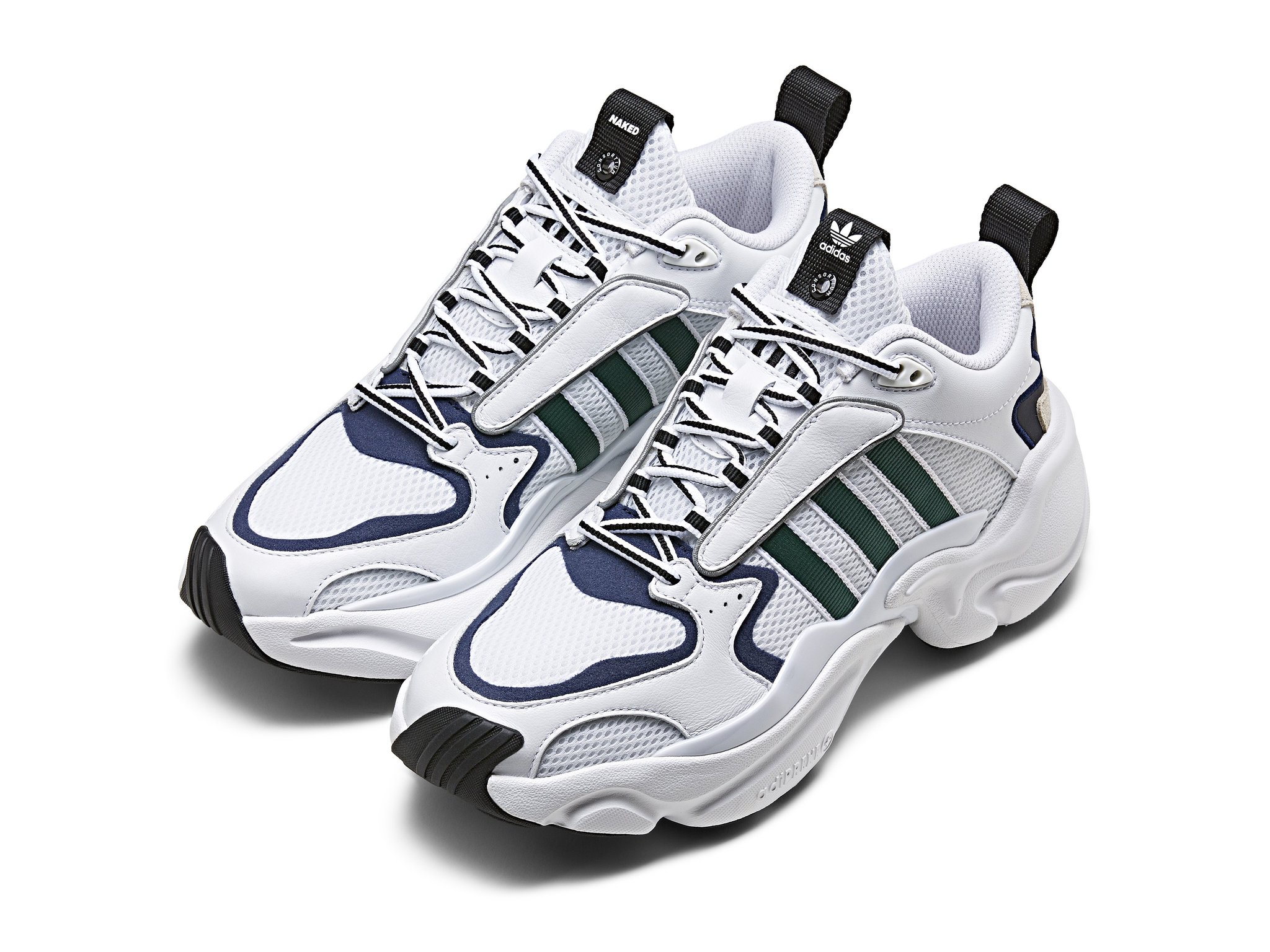 adiSpecialist on X: adidas Consortium x Naked Magmur Runner (Friends &  Family): - Leather overlays & mesh underlays - Webbed 3 stripes - Adiprene  insert in midsole - Retail $136 - March 15th  / X