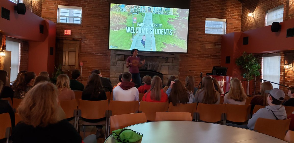 LynnKnoch's tweet photo. Lawson 8th and 9th graders attending College Encounter field trip. Visited Park University and how we're at the Business &amp; Technology center of Metropolitan Community Colleges.  Looking at traditional college and career and tech ed.  Something for every kid!! @LawsonGoCards https://t.co/LUWoMCq12x