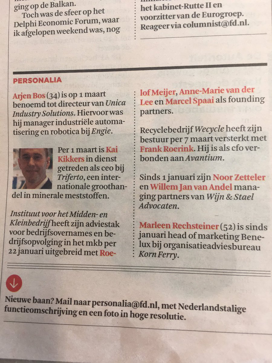 MHRechsteiner's tweet photo. M’n nieuwe baan bij Korn Ferry in het FD en dat op #vrouwendag! https://t.co/qUNEM1LpDU