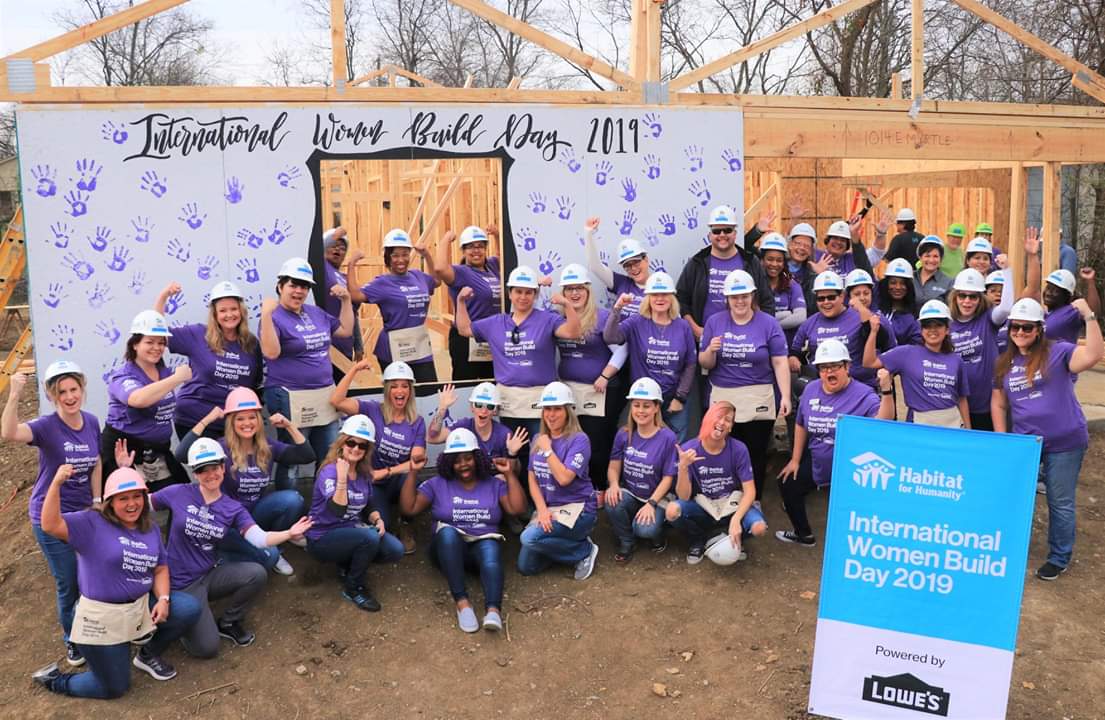TrinityHabitat's tweet photo. #WomenBuild 2019! @Lowes employees are out for #InternationalWomensDay working alongside Andrea on her new Habitat home. She is also joined by two more strong women - her mom and grandmother. Together, we are building strong families and neighborhoods! https://t.co/8aIs3MkxwH https://t.co/kYYYxBhMQN
