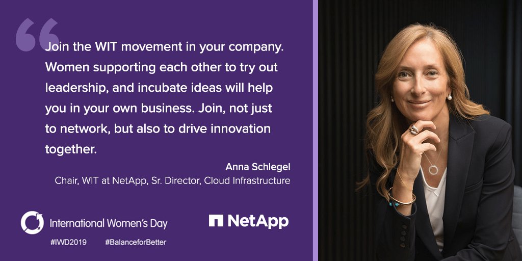 NetApp's tweet image. Want to grow as a professional? Then follow @annapapallona&apos;s advice and join the WIT movement in your company! #IWD2019 #BalanceforBetter #NetAppWIT