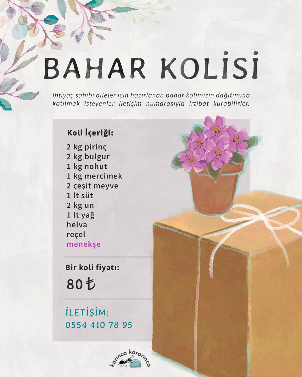 kkararinca's tweet photo. Bahar kolimize istediğiniz miktarda destek olarak ya da dağıtımlarımıza katılarak siz de yüreklere bahar gelmesine vesile olabilirsiniz. Sayfayla ya da iletişim numarasıyla irtibat kurabilirsiniz.🙂 https://t.co/EIP8oGMwFL