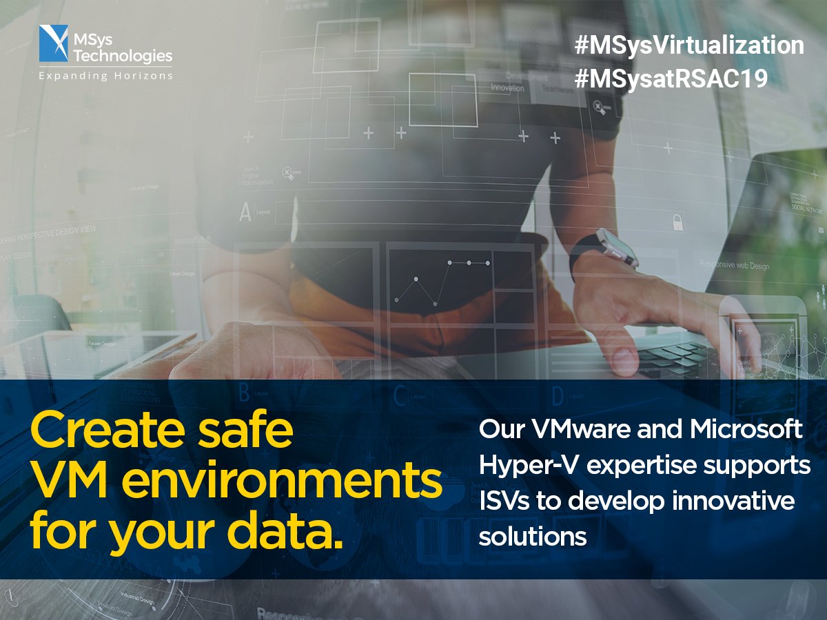 Meet <a href="/anandjkjain/">Anand JK Jain</a> <a href="/arindam_sarkar2/">Arindam Sarkar</a> <a href="/Karthick2904/">Karthick </a> at #RSAC ow.ly/Ufy230nVNvX 
#rsaconference2019 #rsac2019 #rsac19 #MSysVirtualization #MSysatRSAC19 <a href="/sanjaysehgal/">SehgalNotes</a>