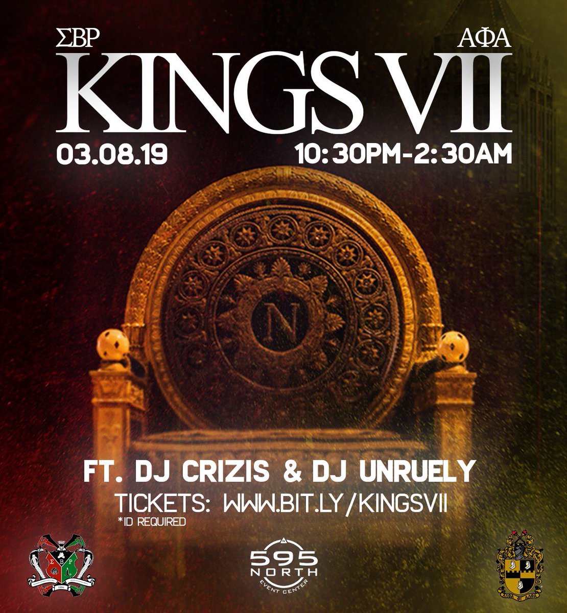 BackpackJP's tweet photo. Kings VII ๐ is TODAY!
Get Your Tickets Now!!: https://t.co/b8BZQT852a (link closes at 9pm)
Find a Brother for Physicals before theyโre gone ๐
March 8, 2019 | 595 North
#KingsVIIย ย #WeDidAnotherOne #TheLegacyContinues #GTAlphas #NM https://t.co/QVcjJTheXo