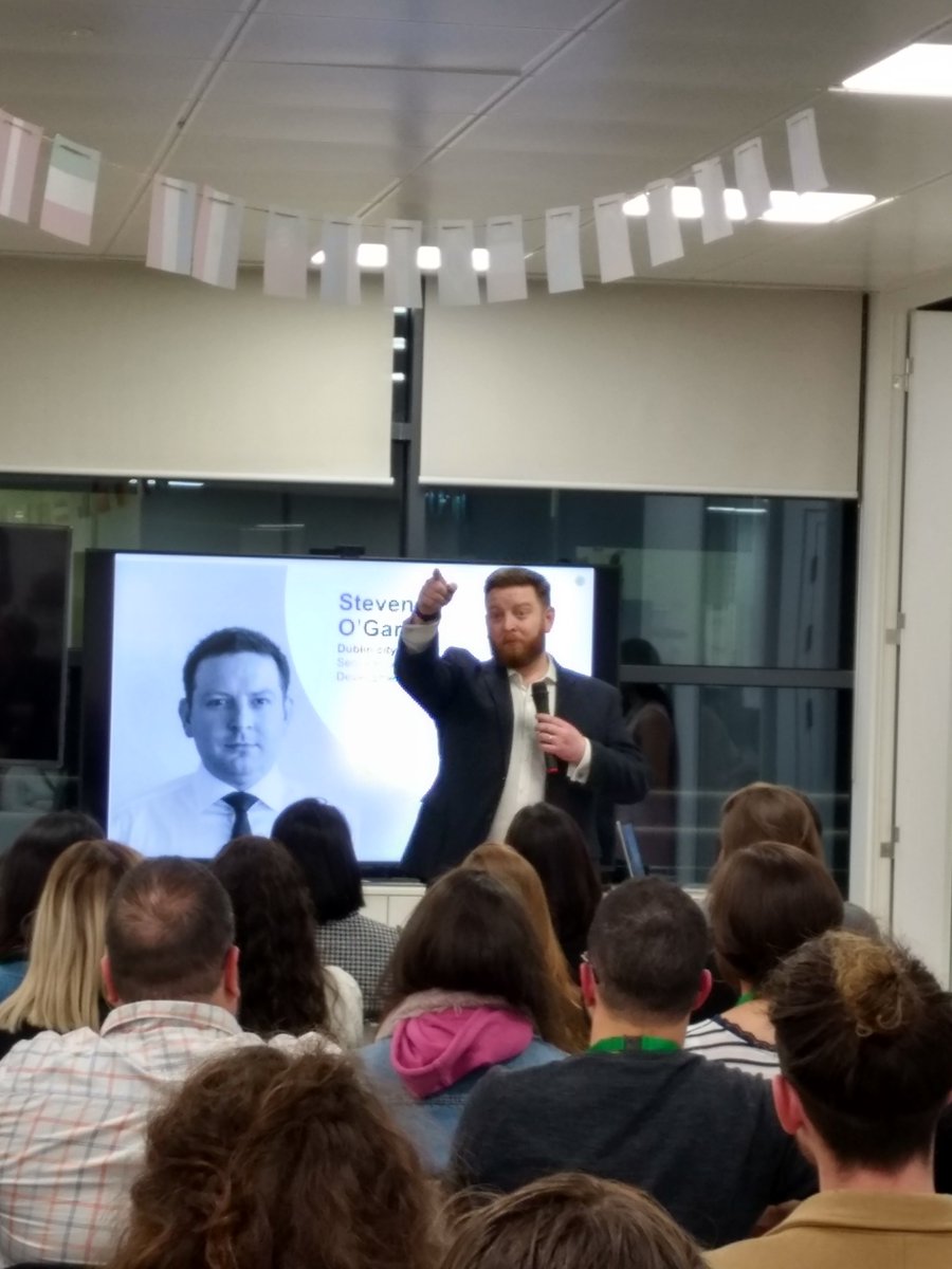 SWMDublin's tweet photo. BOOM!! 

@stevenogara from @DCCEconDev  laying out the next few months with innovation, migration into Dublin and engaging with #startups 

#SWMDublin #dublin #innovation https://t.co/yFX54cTr6Y