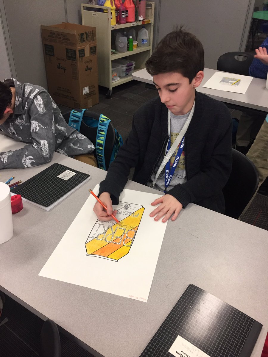 MetroECMS's tweet photo. @MetroECMS 6th grade students use colored pencils for their artwork. @MetroECMS @MetroInTech https://t.co/PgJV99vMIY
