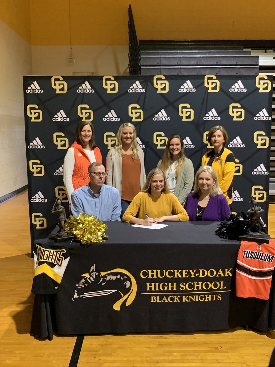 cdhs_cheer's tweet photo. We are so proud of Morgan, Kennedy, and Megan for signing with Tusculum University today! #cdcheer #tucheer 🧡🖤💛 @MrsShellySmith @TusculumSpirit https://t.co/Yv8JcB0ZOM