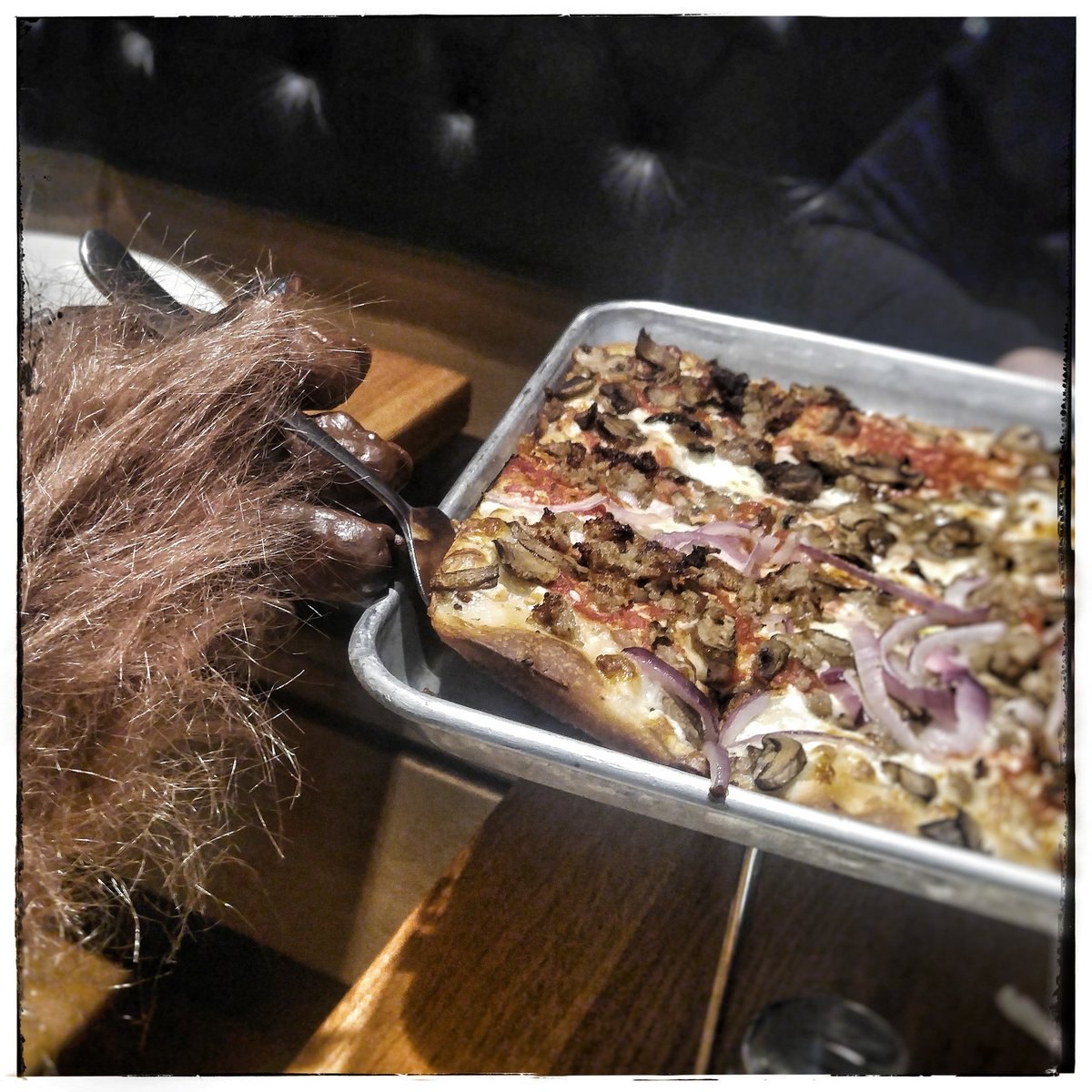 Real_Bigfoot's tweet photo. Food stop! 
#bigfoot #sasquatch #newyork #nyc #lunch #hungry #pizza #adriennespizzabar https://t.co/jGaPYhHo5U