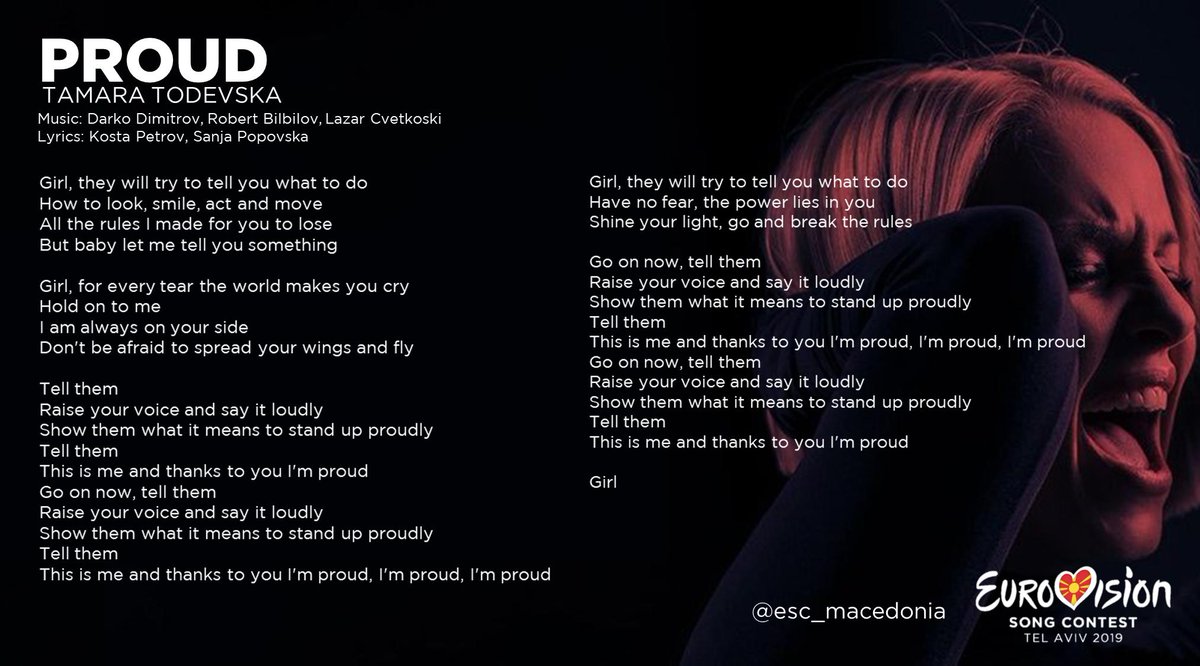 Macedonia In Eurovision Here Are The Lyrics Of Proud What Do You Think About The Song Let Us Know Daretodream Eurovision