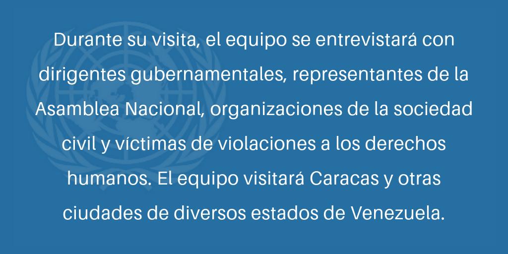 ONU_es's tweet photo. Venezuela: Un equipo de @ONU_derechos estará en el país desde este lunes y hasta el 22 de marzo por invitación de su Gobierno. Es una misión previa a la visita de la Alta Comisionada @mbachelet.

Más información: https://t.co/oABTTEja9d https://t.co/RJq1n76k5F