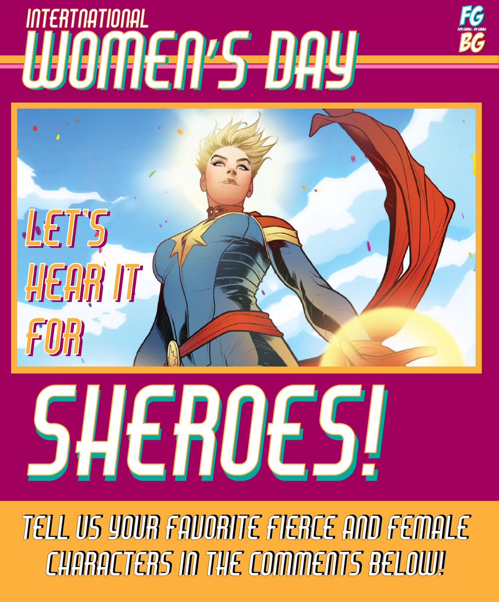 ForGeeksByGeeks's tweet photo. Happy #InternationalWomensDay!
***
Comment below with your favorite female characters and what they mean to you!
.
.
#FGBG #forgeeksbygeeks #womensday #sheroes #womancrushwednesday #captainmarvel #female #sheisfierce #podcast #geek #comics #marvel #dc #anime #manga https://t.co/h0HCMqYQBl