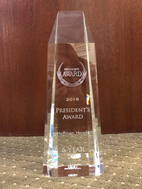 HoffmanHonda's tweet photo. Hoffman Honda is the proud 6th time recipient of the 2018 Honda President's Award. We are one of only two Honda dealers in Connecticut and 13 in the entire Northeast to win this coveted award. Hoffman Honda would like to thank our customers for helping us achieve this honor. https://t.co/sRptT5V0Cz