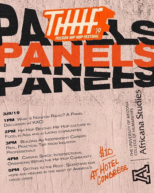 wearebugginout's tweet photo. #THHF19 Right now! Panels are just about to kick off. #TUCSON come join the conversation at @hotelcongress Inside @clubcongress. .
Official @tucsonhiphopfestival performing artist (all elements) are free. DONT MISS THIS! https://t.co/UCil7hSQLi https://t.co/5IKSOecMR6