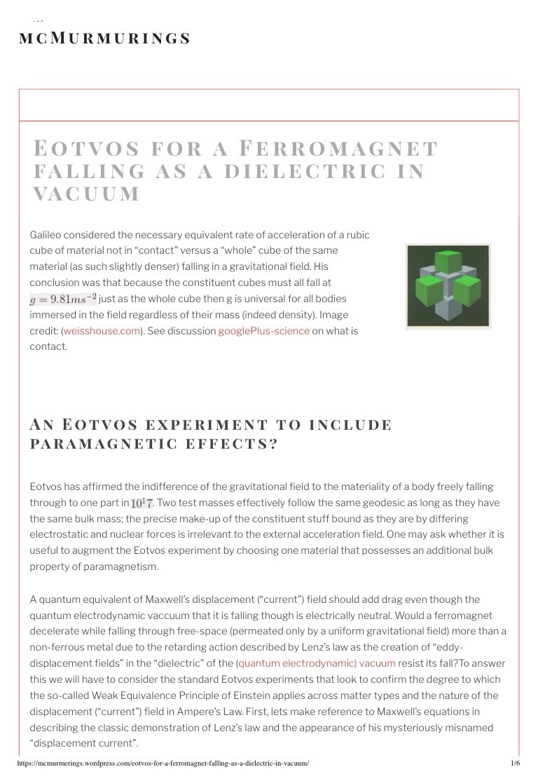lnmcjames's tweet image. Eotvos for a Ferromagnet falling as a dielectric in a vacuum
mcmurmerings.wordpress.com/eotvos-for-a-f…
 #MadeInNotability