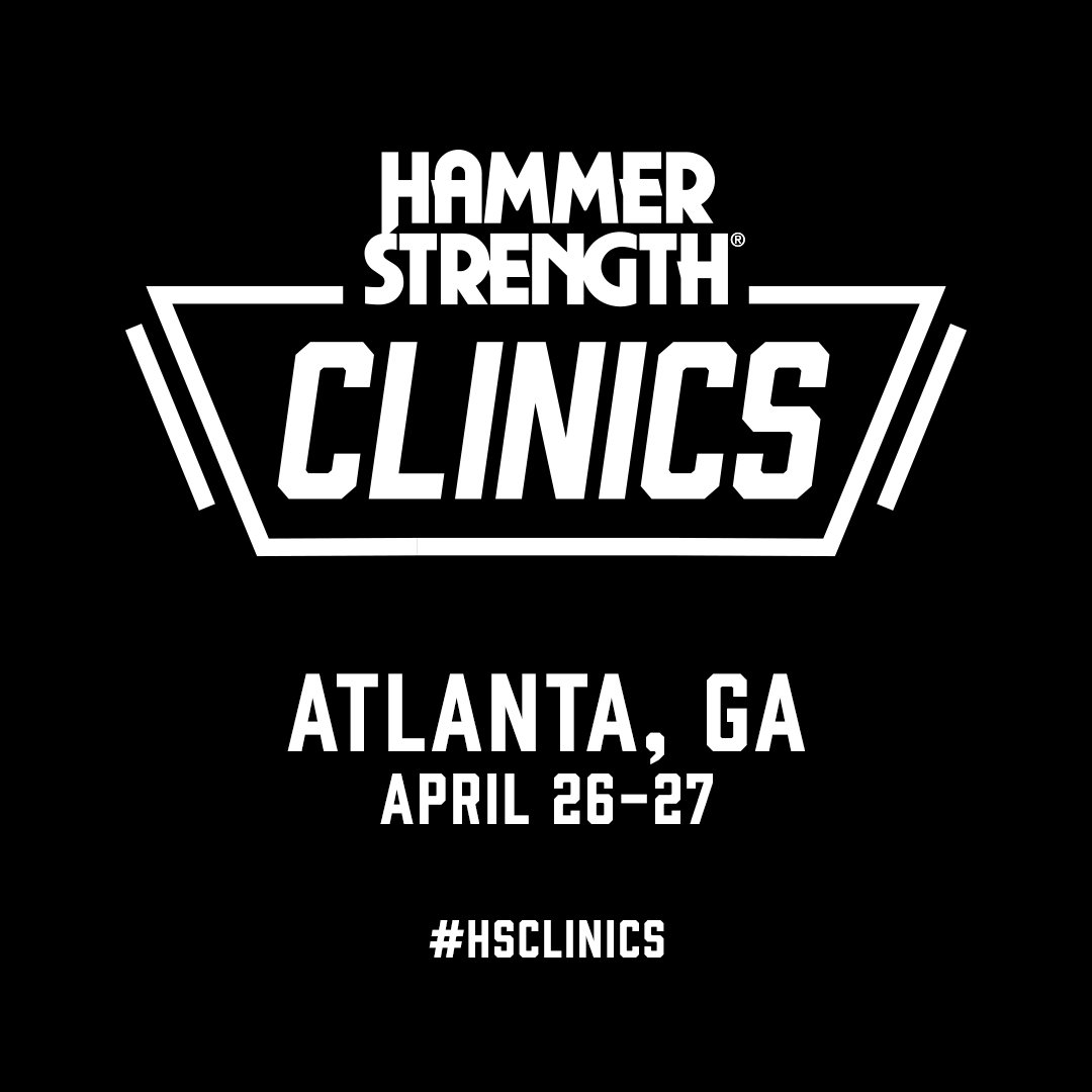 HammerStrength's tweet photo. SAVE THE DATE | We're heading to Atlanta, GA for #HSClinics April 26-27. Stay tuned for more details. #BuildingChampions https://t.co/dxZMfNTEYU