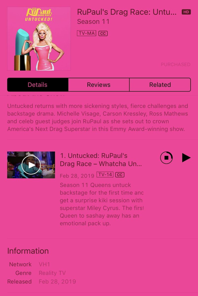 LeaveItToLivvy's tweet photo. @WorldOfWonder Episode 2 of Untucked isn’t showing up on my @iTunes season pass yet...😭😭 https://t.co/z46yfyiuEc