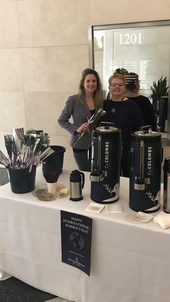 Celebrated <a href="/IntlWD/">🔅 InternationalWomensDay</a> this AM by surprising our tenants with coffee, pastries and beautiful purple flowers (official #IWD19 color!) So many smiles to start the day :) #IWD19 #InternationalWomensDay