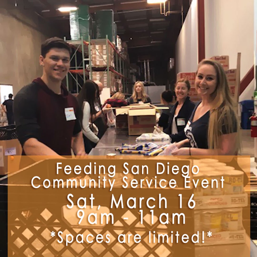 There's nothing more enriching than giving back to your community! ☺️🙌 We are partnering up with <a href="/FeedingSanDiego/">Feeding San Diego</a> this year for a group community service event for next ☀️ Saturday, 3/16! ☀️ Space is very limited, so please RSVP soon! ow.ly/4aoP50mOVHm #csusmcoba