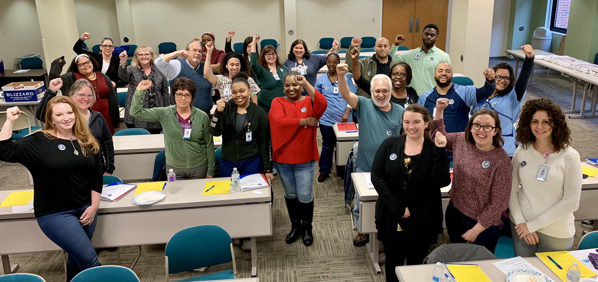 AFTCT's tweet photo. Latest #LMWorkersUnited orientation session brought newest nurses, tech professionals &amp; support staff at @LMHospital &amp; off-site facilities together to learn about their #union benefits, contractual protections &amp; collective bargaining rights. #AFTAllIn @AFTUnion @AFTHealthcare https://t.co/5Iki8dthUx
