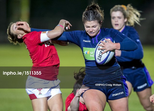 Lisa Thomson hands off Keira Bevan in tonight's <a href="/Womens6Nations/">Guinness Women's Six Nations</a> game between Scotland and Wales in Scotstoun <a href="/ScrumQueens/">Scrumqueens - Women’s Rugby</a>