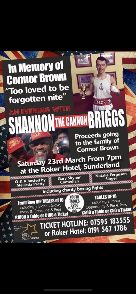 Craigkentboxing's tweet photo. Rip connor brown charity night #Ripconnorbrown #Sunderland #shannonbriggs #aneveningwith #boxing #worldchamp #stopknifecrime #rokerhotel @GerardBattenMEP @misstorilee @TheCannonBriggs https://t.co/zmiRwPoLAY