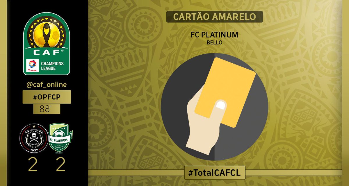 CAF_Online_PT's tweet photo. CARTOES | Gift Bello da FC Platinum recebe um cartão amarelo #TotalCAFCL #OPFCP https://t.co/coj7wNR7qP
